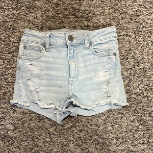 American Needle Light Wash Distressed Jean Shorts